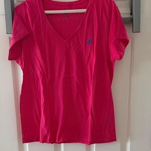 Polo by Ralph Lauren Hot Pink V-Neck Tee
